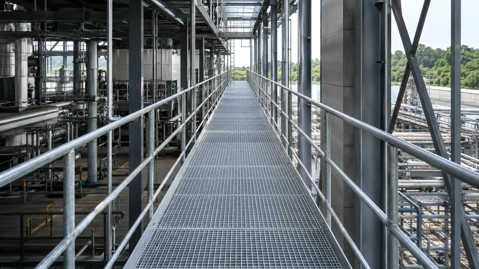 Industrie Laufweg mit feuerverzinktem Gitterrostbelag