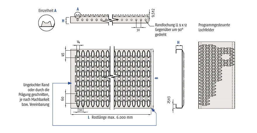 Technische Zeichnung des rotec-Stabilrostes